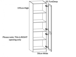 Tall Larder Kitchen Cabinet Pantry 500mm Freestanding Cupboard Unit 50cm Right Grey Gloss - Junona - thumbnail 4