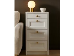 Chest of Drawers White Slimline Narrow Bedroom Storage Small Slim Compact 40cm Shaker Unit Gold Handles - Rel - thumbnail 2
