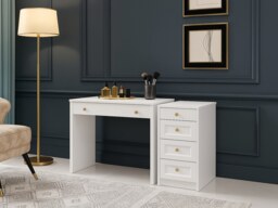 Chest of Drawers White Slimline Narrow Bedroom Storage Small Slim Compact 40cm Shaker Unit Gold Handles - Rel - thumbnail 3