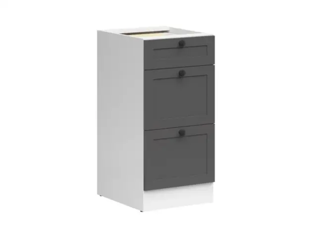 Kitchen Drawer Cabinet 400mm Base 3 Drawer Unit Modern Freestanding 40cm Shaker Dark Grey - Junona - image 1
