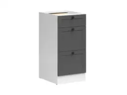Kitchen Drawer Cabinet 400mm Base 3 Drawer Unit Modern Freestanding 40cm Shaker Dark Grey - Junona - thumbnail 1