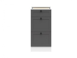 Kitchen Drawer Cabinet 400mm Base 3 Drawer Unit Modern Freestanding 40cm Shaker Dark Grey - Junona - thumbnail 3