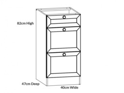 Kitchen Drawer Cabinet 400mm Base 3 Drawer Unit Modern Freestanding 40cm Shaker Dark Grey - Junona - thumbnail 4