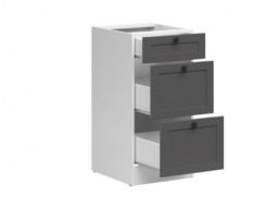Kitchen Drawer Cabinet 400mm Base 3 Drawer Unit Modern Freestanding 40cm Shaker Dark Grey - Junona - thumbnail 2