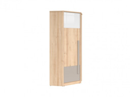Corner Wardrobe White / Grey Gloss Door Beech Effect with Hanging Rail L Shaped Compact Bedroom Storage - Namek - thumbnail 4