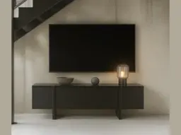 Black TV Unit with Storage 160cm Cabinet Modern Entertainment Stand for up to 65 inch TV - Kiznie - thumbnail 2