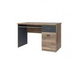 Home Office Set: Desk with Drawer Tall Bookcase Wardrobe Study Children's Room Oak Effect/Grey Urban 280cm-Malcolm - thumbnail 4