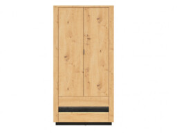 Double Wardrobe 2 Doors 2 Drawers Bedroom Hallway Artisan Oak / Burnt Board Effect with LEDs - Ostia - thumbnail 2