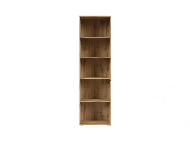 Modern Tall Narrow Bookcase Open Shelf Cabinet Storage Unit Riviera Oak - Zele - image 1