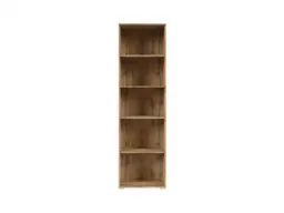 Modern Tall Narrow Bookcase Open Shelf Cabinet Storage Unit Riviera Oak - Zele