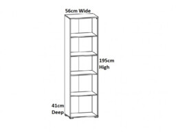 Modern Tall Narrow Bookcase Open Shelf Cabinet Storage Unit Riviera Oak - Zele - thumbnail 3