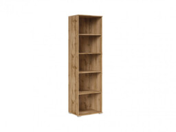 Modern Tall Narrow Bookcase Open Shelf Cabinet Storage Unit Riviera Oak - Zele - thumbnail 2