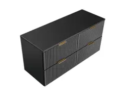 Double Vanity Bathroom Unit 1200mm Countertop Ribbed Textured Black Wall Hung Floating Wall Mounted Cabinet - Adel - thumbnail 4