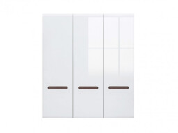Triple Wardrobe White High Gloss Three Door Hanging Rail Shelves White Gloss / Wenge Dark Wood Effect / Black Gloss inserts - Azteca Trio - thumbnail 2