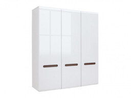 Triple Wardrobe White High Gloss Three Door Hanging Rail Shelves White Gloss / Wenge Dark Wood Effect / Black Gloss inserts - Azteca Trio - thumbnail 3