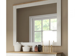 Square Wall Mirror Scandi Hallway Framed Mirror 90cm x 96cm White Pine / Oak Washed Effect Shabby Chic - Loksa - thumbnail 2