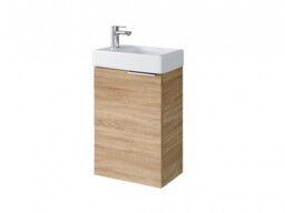Bathroom Vanity Unit with Basin Cloakroom 400mm Wall Hung Sink Cabinet Sonoma Oak Finish - Avir - thumbnail 4