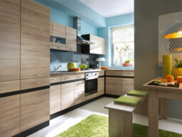Kitchen Corner Cabinets Set of 12 Base Wall Larder Units L Shaped 480cm Wenge / Sonoma Oak Effect - Junona - thumbnail 1