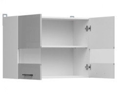 Kitchen Glass Display Cabinet 800mm Wall Unit Modern 2 Door Cupboard 80cm Grey Gloss - Junona - thumbnail 3
