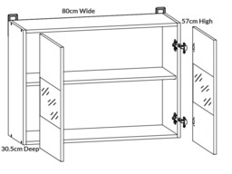 Kitchen Glass Display Cabinet 800mm Wall Unit Modern 2 Door Cupboard 80cm Grey Gloss - Junona - thumbnail 4