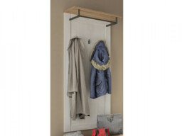 Coat Hooks with Shelf Hallway Wall Panel Hanging Rail Scandi White Pine and Oak Effect - Loksa - thumbnail 3