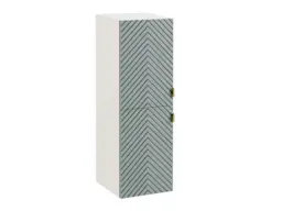 Wall Bathroom Tall Storage Shelving Unit Ribbed Fluted Soft Green Doors with Slim Gold Grab Handles - Cara - thumbnail 4