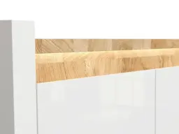 Hallway Cupboard Furniture Set White Gloss Shoe Cabinet Wardrobe Bench Coat Hooks Rail Scandi Oak - Alameda - thumbnail 3