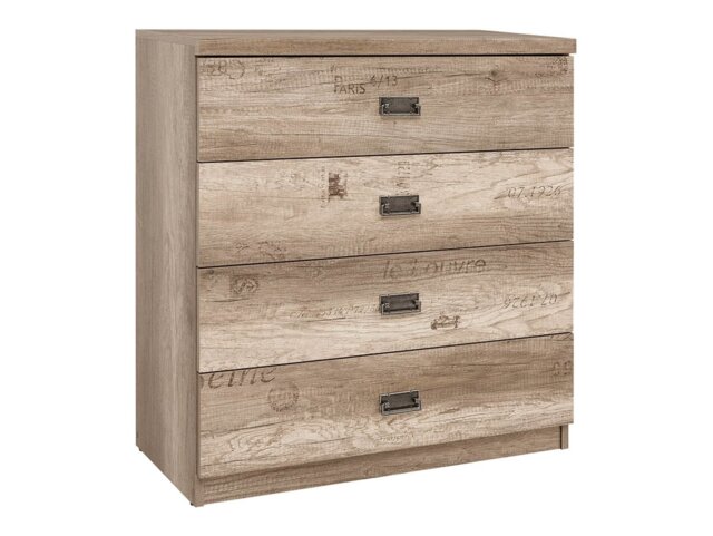 80cm Wide Chest of Drawers Bedroom Living Room Storage Unit 4 Drawers Rustic Oak and Grey - Malcolm - image 1