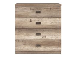 80cm Wide Chest of Drawers Bedroom Living Room Storage Unit 4 Drawers Rustic Oak and Grey - Malcolm - thumbnail 3