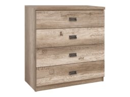 80cm Wide Chest of Drawers Bedroom Living Room Storage Unit 4 Drawers Rustic Oak and Grey - Malcolm - thumbnail 1