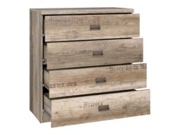 80cm Wide Chest of Drawers Bedroom Living Room Storage Unit 4 Drawers Rustic Oak and Grey - Malcolm - thumbnail 4