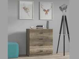 80cm Wide Chest of Drawers Bedroom Living Room Storage Unit 4 Drawers Rustic Oak and Grey - Malcolm - thumbnail 2