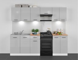 Kitchen Wall Cabinet 800mm Modern 2 Door Cupboard 80cm Unit Light Grey Gloss - Junona - thumbnail 2