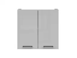 Kitchen Wall Cabinet 800mm Modern 2 Door Cupboard 80cm Unit Light Grey Gloss - Junona - thumbnail 3