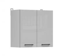 Kitchen Wall Cabinet 800mm Modern 2 Door Cupboard 80cm Unit Light Grey Gloss - Junona - thumbnail 1