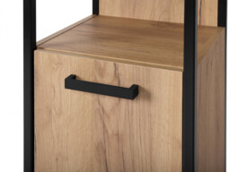 Tall Bathroom Cabinet Shelving Tallboy Unit Oak Finish Black Metal Frame Loft Industrial Style - Brooklyn - thumbnail 4