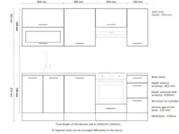 Modern Kitchen Cabinets Cupboards Set of 8 Units with Oven Housing 240cm White High Gloss - Ella - thumbnail 2