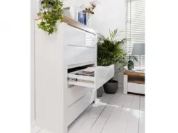 Large Chest of Drawers Modern White Gloss Tallboy Bedroom Hallway Lounge Storage Oak Scandi 98.5cm Wide - Holten - thumbnail 3
