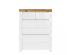 Large Chest of Drawers Modern White Gloss Tallboy Bedroom Hallway Lounge Storage Oak Scandi 98.5cm Wide - Holten - thumbnail 4