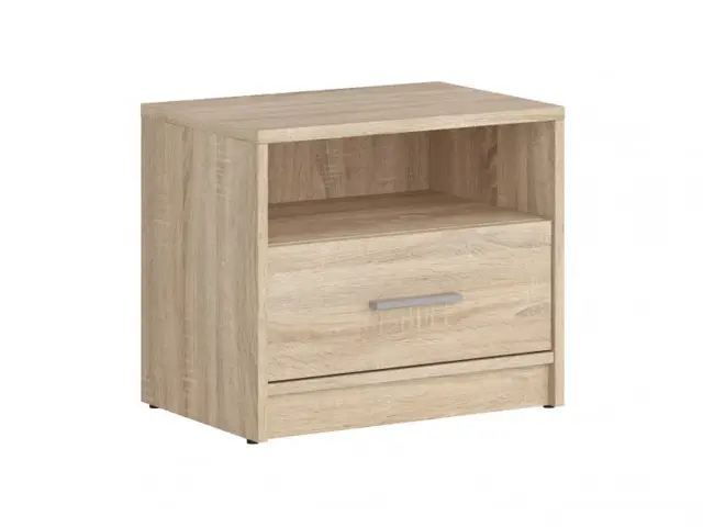 Bedside Cabinet Modern 1 Drawer Side Table Sonoma Oak Light Wood Effect - Nepo - image 1