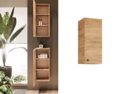 Bathroom Wall Cabinet Tall Wooden Slimline Narrow Cupboard Craft Oak Universal Slim Base Wall Storage Unit - Avir - thumbnail 1