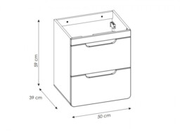 Bathroom Furniture Set Vanity 500mm Drawer Unit with Sink Mirror Slim Tall Wall Cabinet White Gloss Oak - Aruba - thumbnail 4