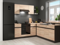 500mm Kitchen Base Unit Cabinet Right Door 50cm Cupboard Dark Wood Wenge and Light Oak Effect - Junona - thumbnail 3