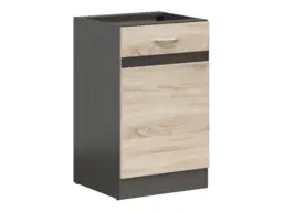 500mm Kitchen Base Unit Cabinet Right Door 50cm Cupboard Dark Wood Wenge and Light Oak Effect - Junona - thumbnail 4