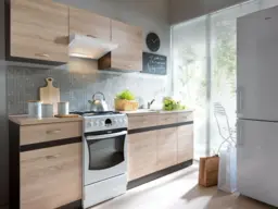 500mm Kitchen Base Unit Cabinet Right Door 50cm Cupboard Dark Wood Wenge and Light Oak Effect - Junona - thumbnail 2