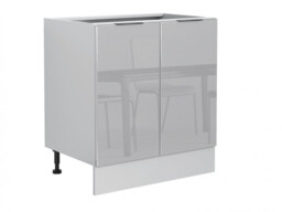 Kitchen Cabinet 800mm Base Unit Freestanding Storage Cupboard Light Grey Gloss - Star - thumbnail 4