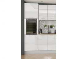 Kitchen Cabinets 9 Unit Scandi Cupboards Tall Oven Housing Set 300cm White High Gloss - Ella - thumbnail 3