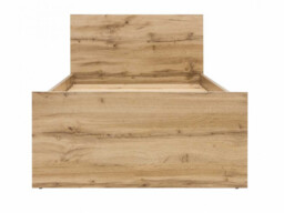 Single Bed with Drawer Headboard Slats Underbed Storage Compartment Oak Effect Modern - Zele - thumbnail 4