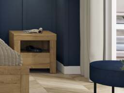 Scandi Bedside Cabinet with Drawer Side Table Nightstand Bedroom Side Storage Unit Oak - Holten - thumbnail 3