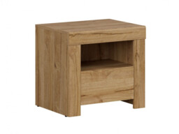 Scandi Bedside Cabinet with Drawer Side Table Nightstand Bedroom Side Storage Unit Oak - Holten - thumbnail 4
